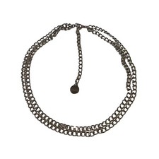Silver Double Chain Adjustable 36  Waist Belt