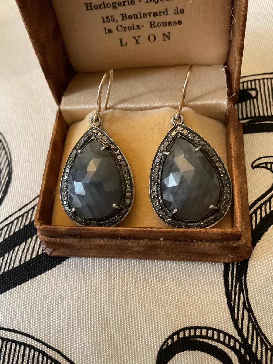 Boucles D'oreilles Anciennes En Or Avec Saphirs Et Perles - Style Pendantes, Dormeuses, Occasion