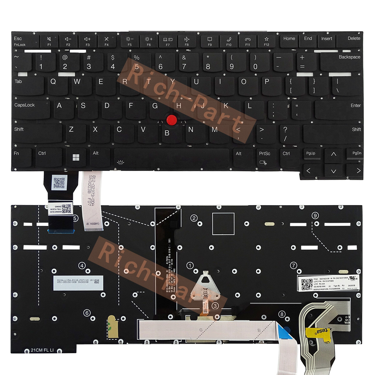 US Backlit W/Trackpoint Keyboard for Lenovo Thinkpad T14S Gen2 20WM 5M11C47904