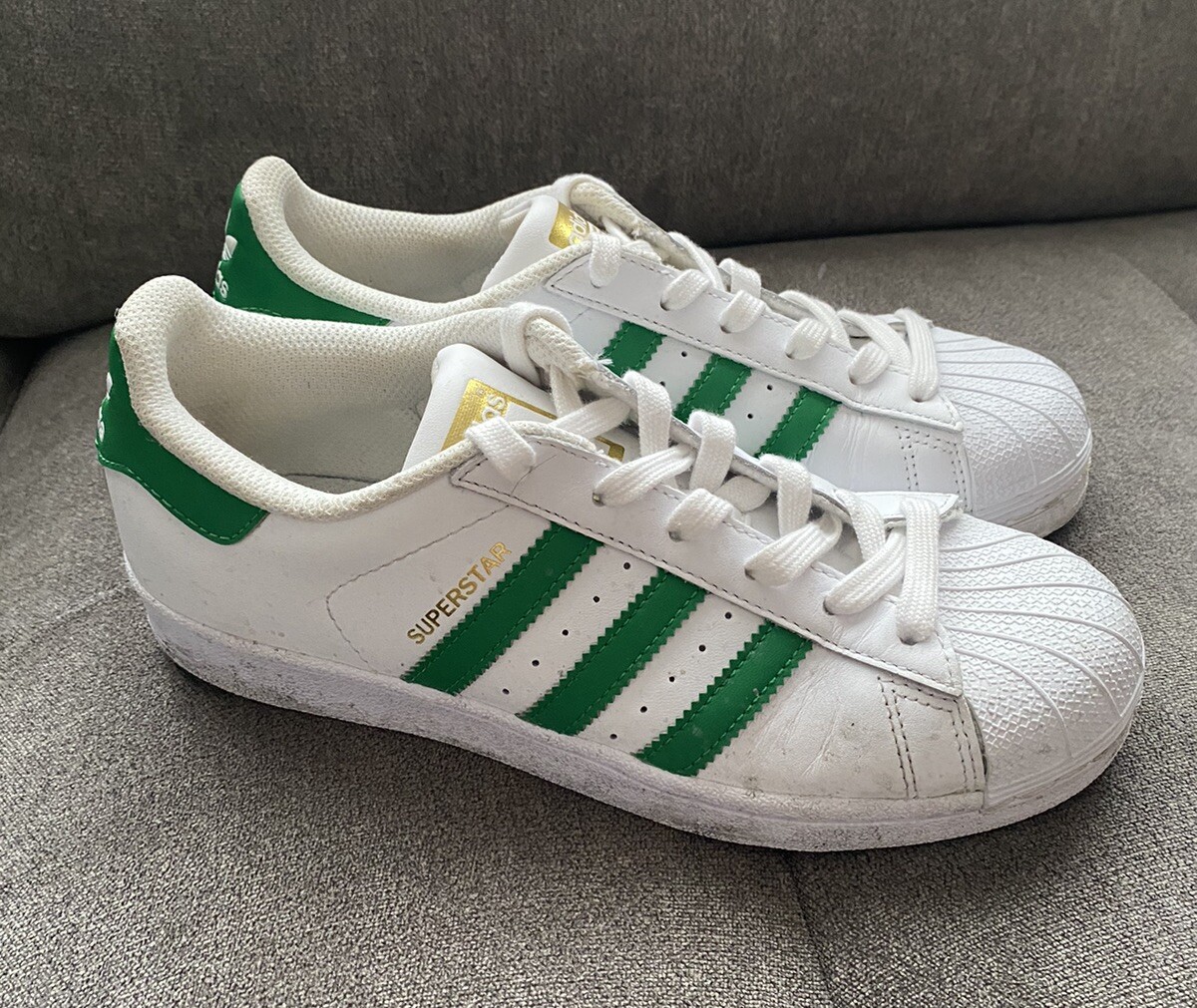 adidas White Sneakers Superstar Green Stripes #116299350 adidas White Sneakers Superstar Green Stripes #116299350