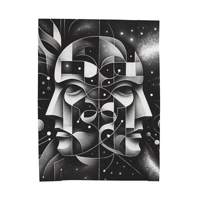 Velveteen Plush Blanket Art Deco Duality Mask Abstract Cosmos Museum Gallery