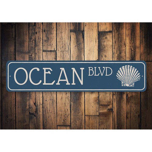 Ocean Blvd Sign, Custom Beach Street Sign, Metal Seashell Boulevard - Aluminum - Picture 2 of 4