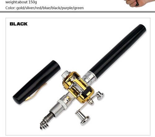 Portable Telescopic Fishing Pole Pen Shape Folded Fishing Rod With Reel Wheel - Picture 16 of 31