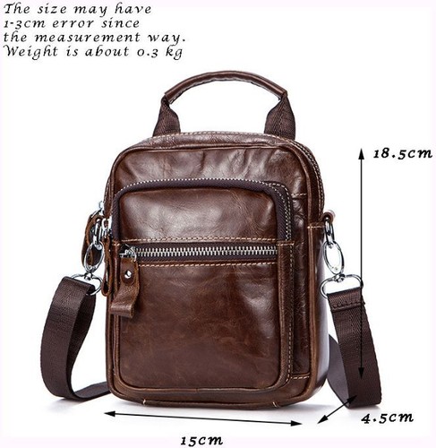 Men's Genuine Cow Leather Shoulder Bag Waist Bag Purse On Belt New Vintage XS - Bild 2 von 6