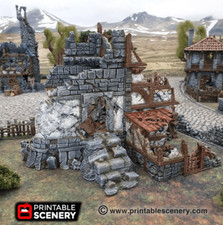 Ruined War Cottage - Fantasy Ruins - Fantasy Tabletop Terrain