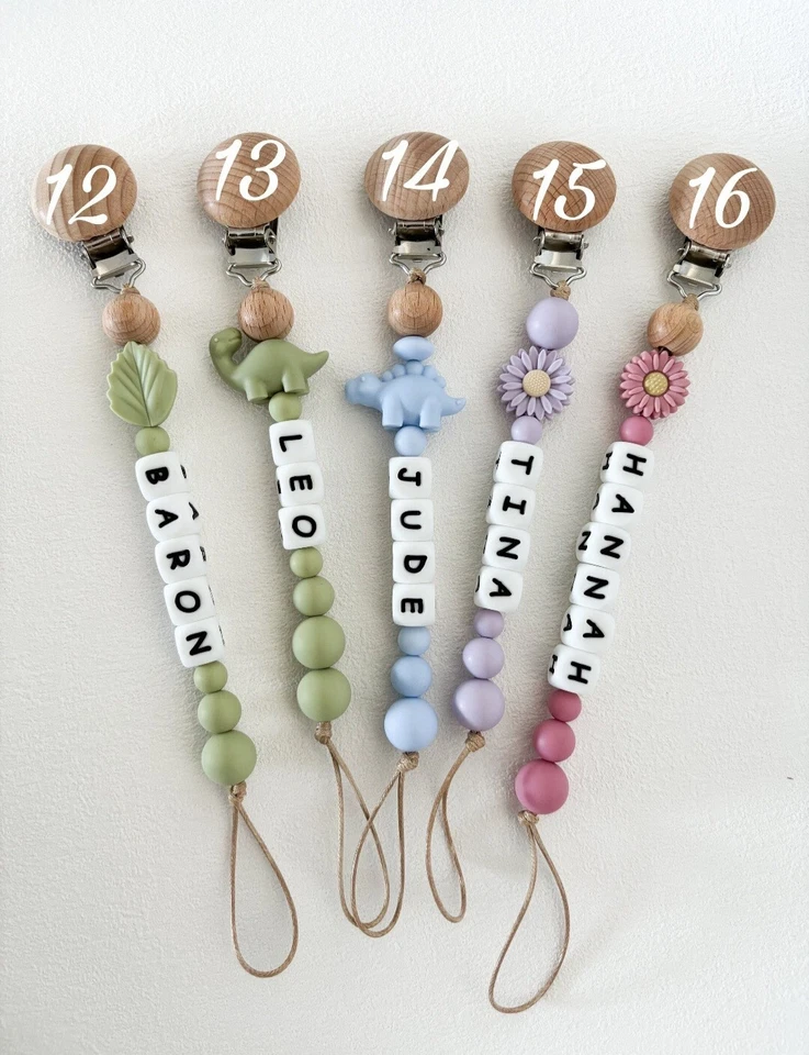 Clip ficticio personalizado chupete chupete cadena soporte correa clips silicona AU Foto 3 de 4