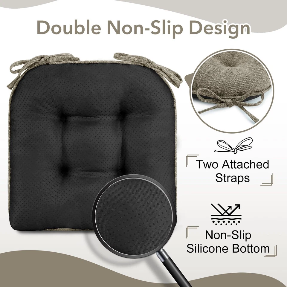 Indoor Chair Cushions for Dining Chairs, Tufted Overstuffed Textured Memory Foam - Image 4 of 4