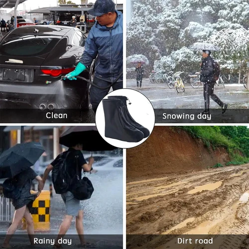 Wasserdichte Schuh Überzieher Überschuhe Fahrrad Schuhe Regenschutz Rutschfest - Bild 6 von 16