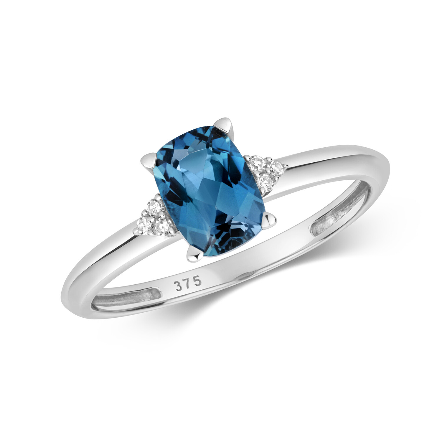 Bague topaze bleue de Londres et diamant or blanc pour femme