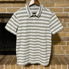 J Crew Mens Garment Dyed Blue Green Stripe Polo Shirt Size Large