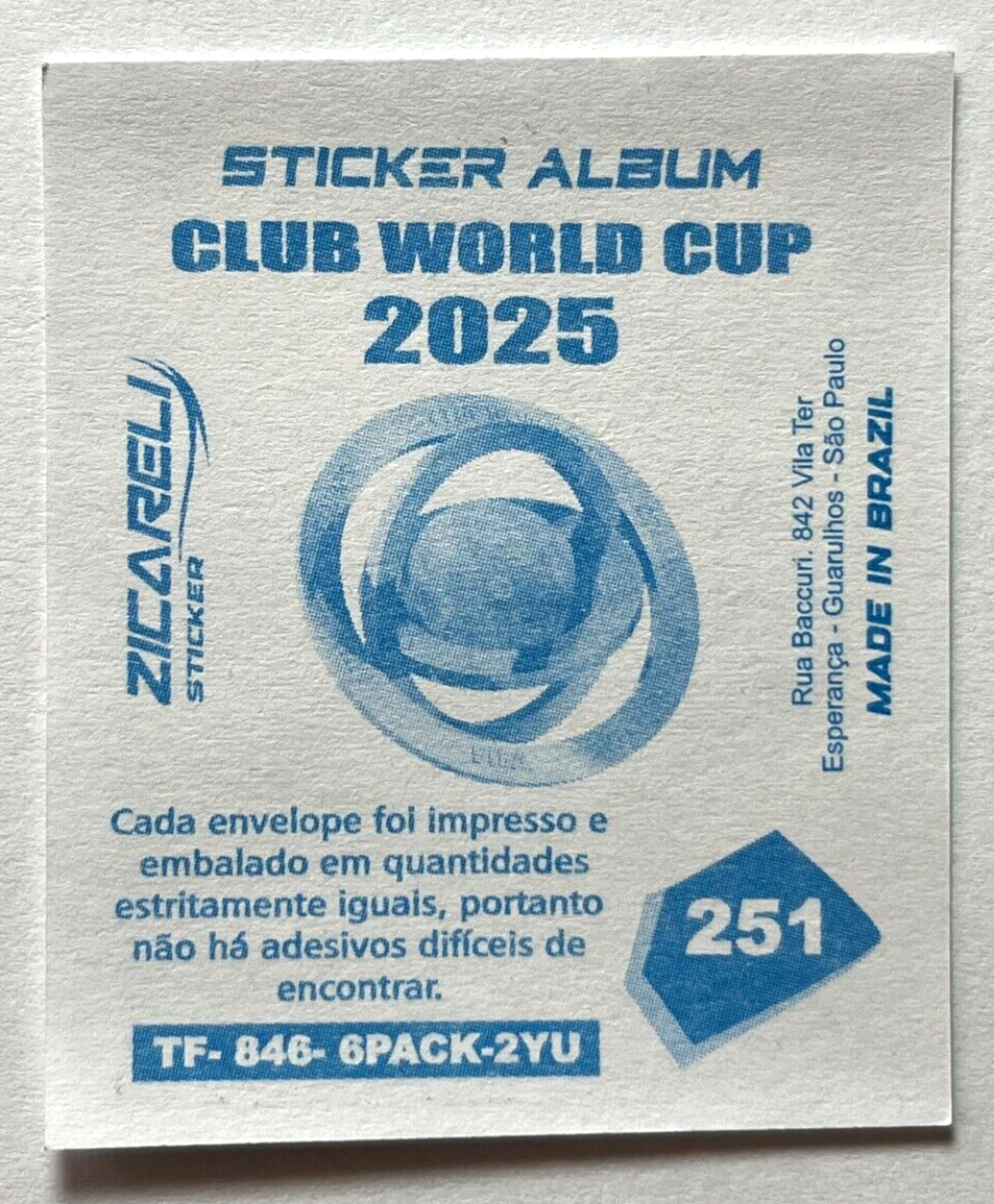 【正規品】✮新品未開封✮FC限定 Man World DVD 2025 FIFA CLUB WORLD CUP Zicareli Sticker #251 MOKOENA Mamelodi