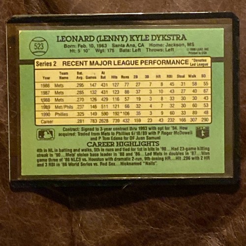 1991 Donruss Len Dykstra Philadelphia Phillies 523 Missing “.” After The INC - Picture 14 of 24