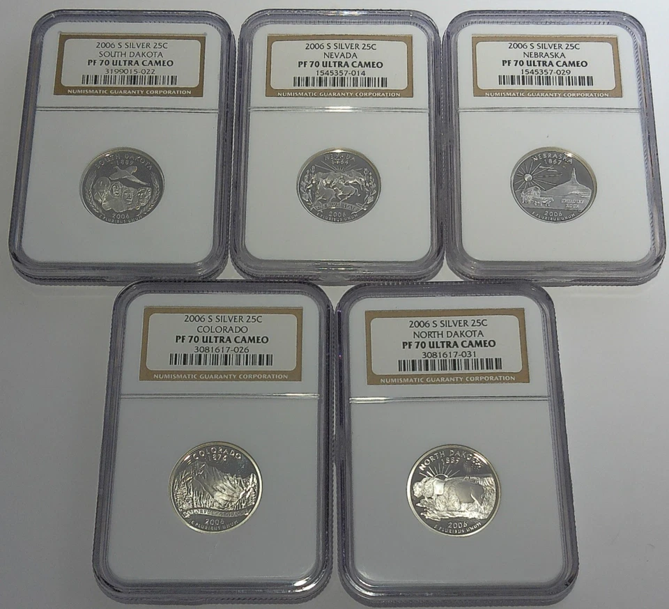2006 S NGC PF70 UltraCameo Silver Proof 5 Coin Statehood Quarter Set 25C - Image 3 of 3