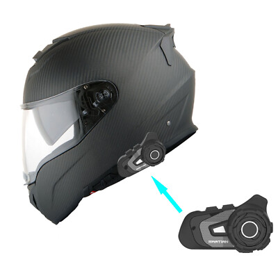 Martian Genuine Carbon Fiber Motorcycle Full Face Helmet + Bluetooth : HB-BNF-B7