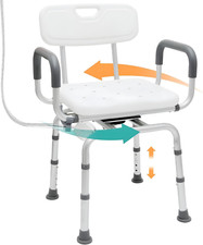 360 Degree Shower Chair Swivel,Portable Seat with Armrests and Back, Adjustable
