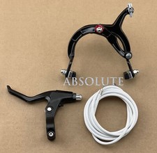 BLACK/WHITE OLD SCHOOL BMX BIKE MX FRONT BRAKE LEVER CABLE CALIPER CRUISER BIKE