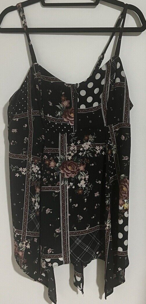 Torrid Black Floral Patchwork Georgette Zip Front… - image 2