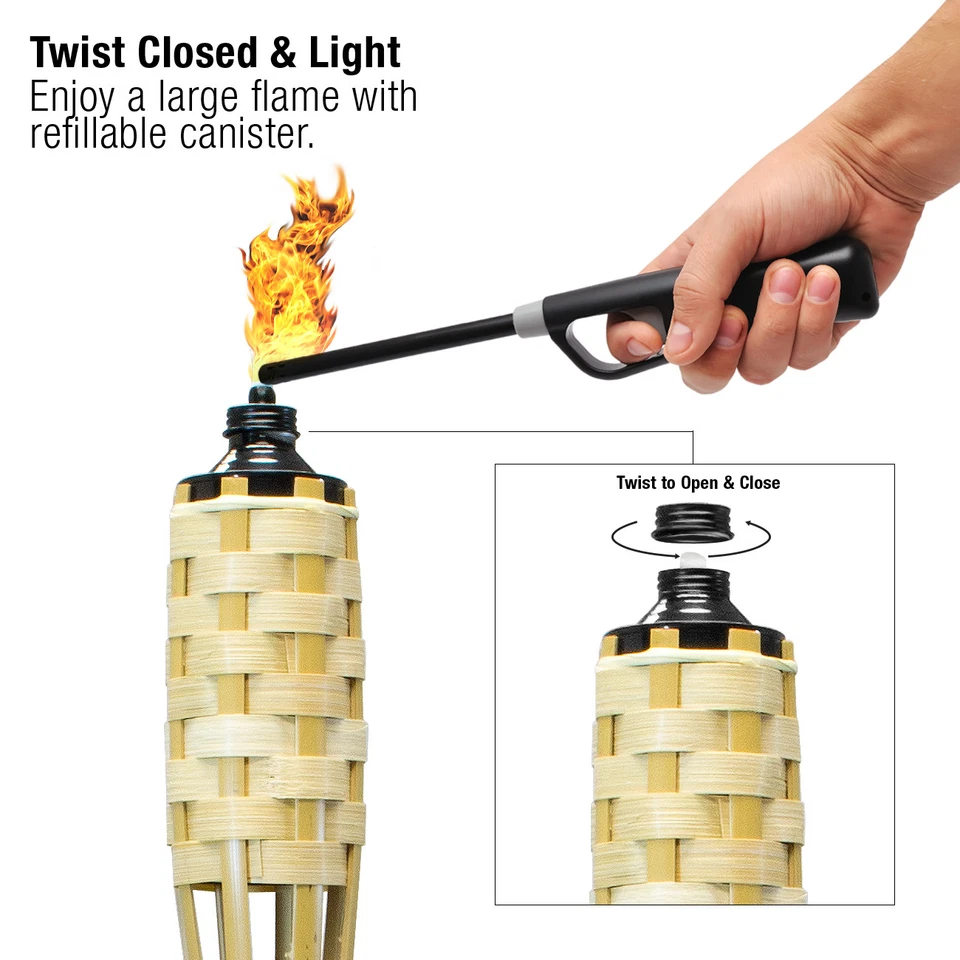 8 Pack Outdoor Bamboo Tiki Torches – 60” Long Yard Decor & Mosquito Repellent - Image 4 of 4