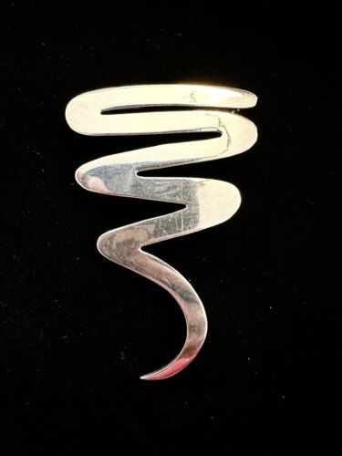 Sterling Silver 925 Signed Zig Zag Squiggle Brooch