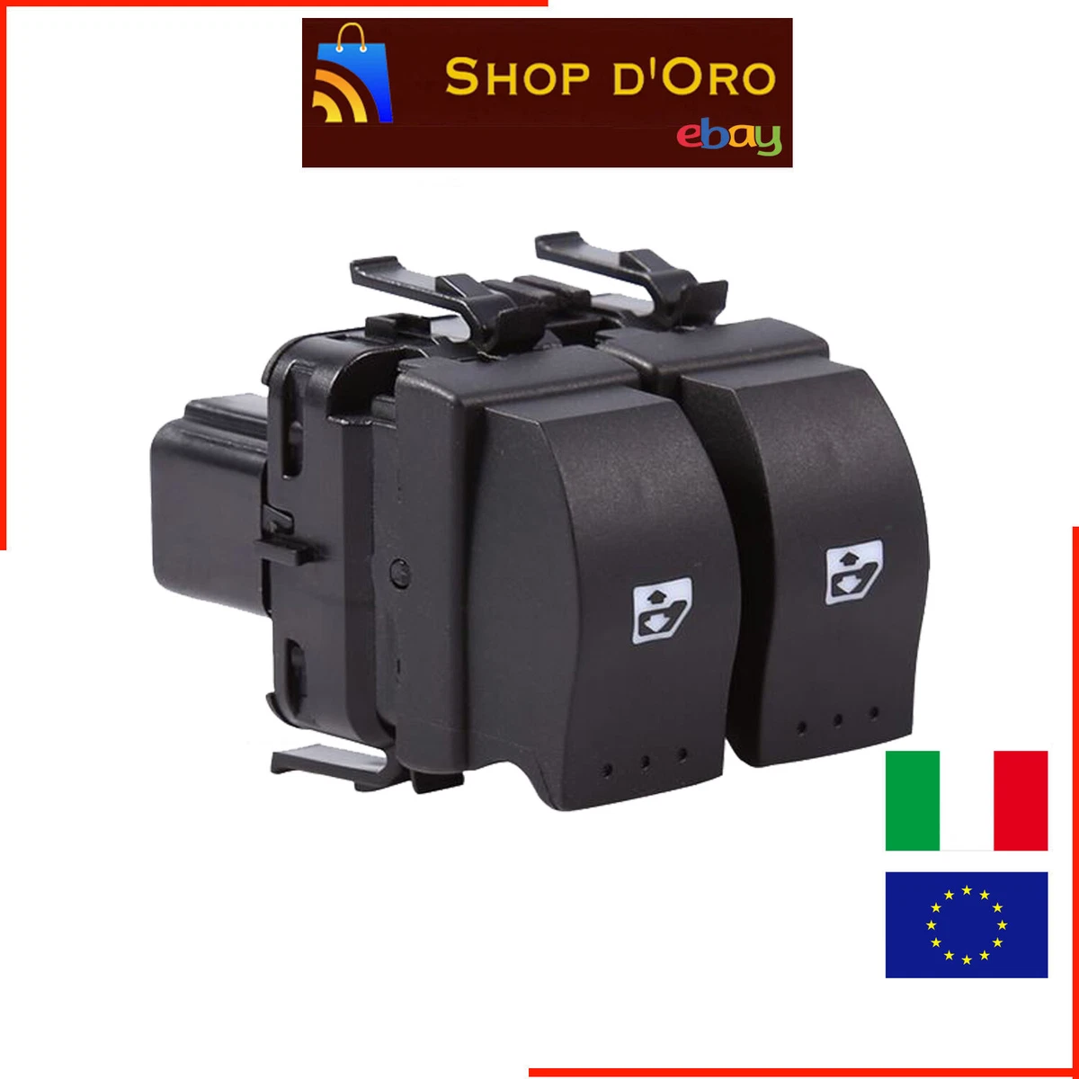 Interruttore Alzacristallo 6 Pin Per Clio II / Kangoo / Megane I | Sostituzione 7700838101, Pulsante Finestrino Nero