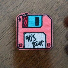 90's Stuff Patch Tech Geek Nerd Retro Computers Embroidered Iron On 2"x2"