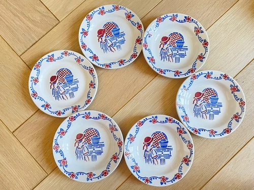Charming Earthenware Dinette Party Decor Stencil Woman Hat Plate