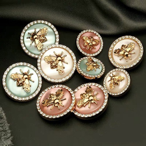 6pcs Bee Metal Flower Buttons for Women Dress Coat Suit Cardigan Sewing Button - Picture 2 of 21