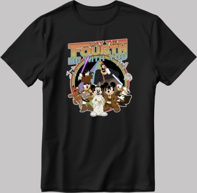 Disney Mickey Mouse Star Wars Short Sleeve White-Black Men/Women T Shirt J025
