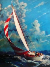 Racing Yacht 1960's Vari-Vue 3-D Lenticular Picture 8 by 10 inchNEW Great 3-D!