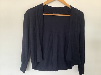 Wallis kurze Strickjacke 3/4 Ärmel Knopfleiste Gr. Small, leichter Strick vorne offen