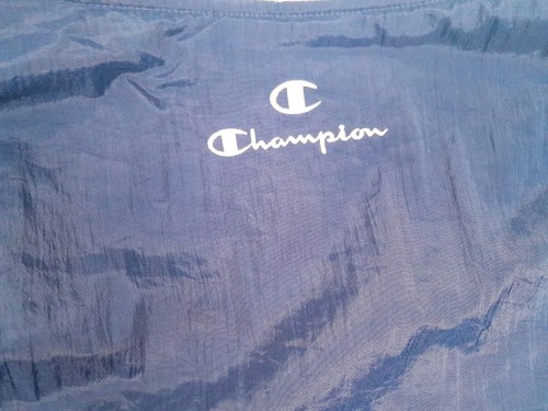 Y2k Champion Mens XL Navy Blue Nylon Pullover Top Windbreaker V-Neck Activewear - Picture 7 of 14