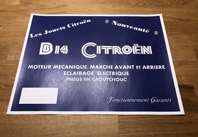Affiche pour côté de boite en bois de B14 mécanique des Jouets Citroën au 1/7eme - Photo 1/2