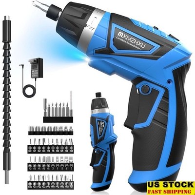 8V Cordless Screwdriver 10Nm Torque 2000mAh Battery 50-in-1 Kit LED Light New
