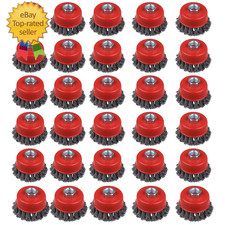 30 Pack 3 Inch Wire Cup Brush for Angle Grinders - 5/8 Inch Arbor, Knotted Wire