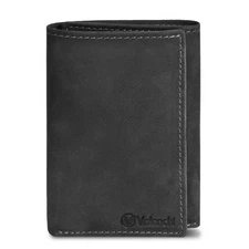 Genuine Real Leather Trifold Men's Wallet - With Slots, Window and Currency C...