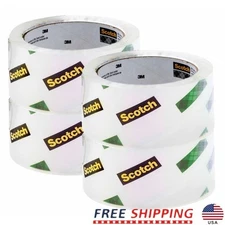 Packaging Tape 4 Rolls Strong Durable Clear Tape Moving Shipping Easy Start New