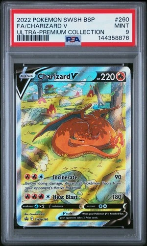 2022 POKEMON SWSH BLACK STAR PROMO #260 FULL ART/CHARIZARD V PSA 9