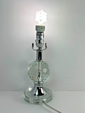 Faceted Diamond Crystal Table Lamp Clear Glass Chrome Base Modern Decor