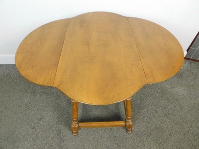 VTG Solid Maple Butterfly Drop Leaf Trefoil Clover Accent Table Maple Drop Leaf