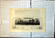 Original Old Antique Print Sweaborg Town Distance Islands Ships Sea