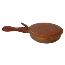 Vintage Silent Butler Copper Brass Table Sweeper Crumb Catcher Holland Wooden