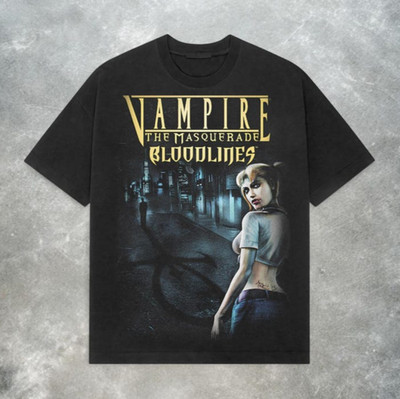 Vampire The Masquerade Bloodlines T-Shirt Retro Y2K Grunge Game Tee S-5XL