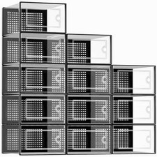 Shoe Storage Box, 12 Pack Clear Plastic Stackable Shoe Organizer for Closet, Int