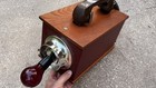 Vtg Paul Nelson Ind. Bar phone, brown leather, corded, w/rotary dial, light up — photo 6