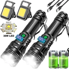 5000000lm LED Tactical Flashlight Rechargeable Super Bright Flashlights Light