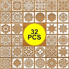 32 Pcs 6 x 6 Inch Mandala Stencils for Painting on Wood, 6*6 inches,