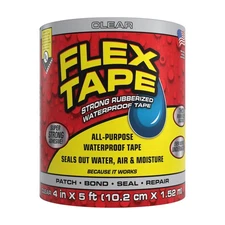 Flex Tape, Original Thick Flexible Rubberized Waterproof Tape - Clear, 4" x 5 ft