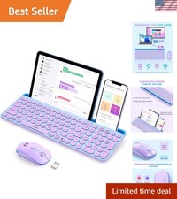 Ergonomic Bluetooth Keyboard Mouse Combo - Typewriter Style  Multi-Device Ready