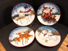 Four Certified International Susan Winget Enchanted Christmas Dinner Plates
