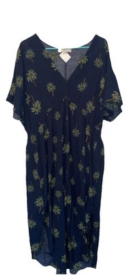 Women's Ann Taylor Loft Plus XXL 20/22 Navy with Palm Trees swim coverup Size